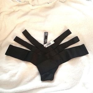 NWT Victoria Secret black strapy bondage panties size XS
